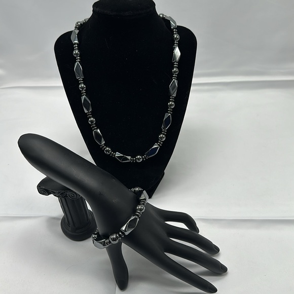 Hematite Bracelet  and Necklace set - Picture 3 of 4